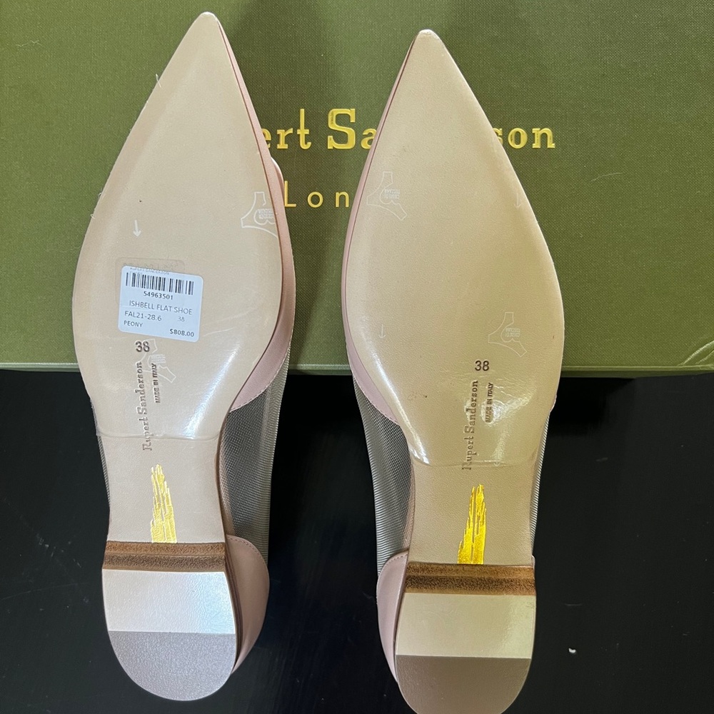 Plush pink & mesh flats with wooden heeled support and soft cushion inside